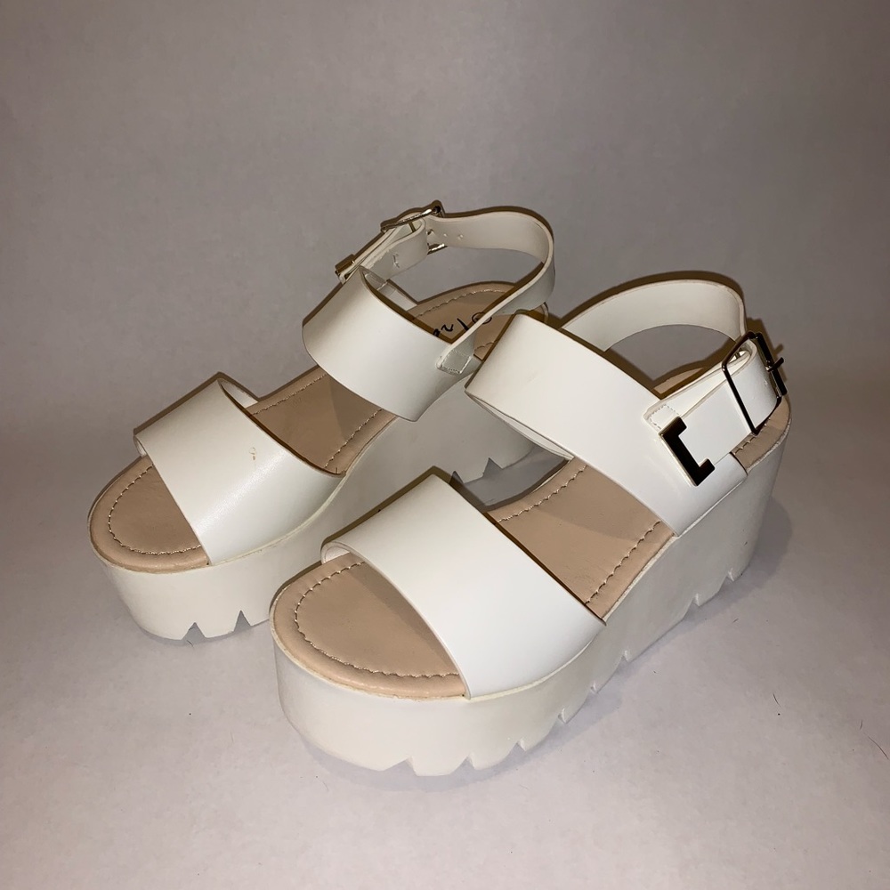 White platform sandals